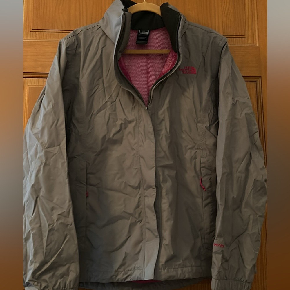 EUC Gray/Pink North Face Hyvent Water Resistant Windbreaker Jacket- Women’s XL